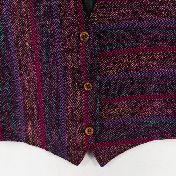 ilLOOMinations Danni Webb Vest Women Sz S/M Handwoven Multicolor Button Up Lined - Picture 3 of 9